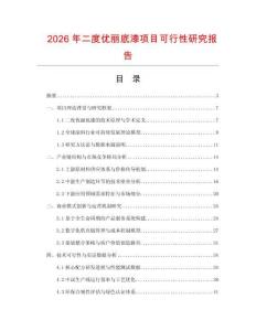2026年二度优丽底漆项目可行性研究报告