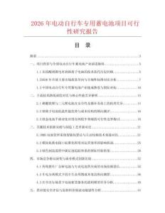 2026年电动自行车专用蓄电池项目可行性研究报告