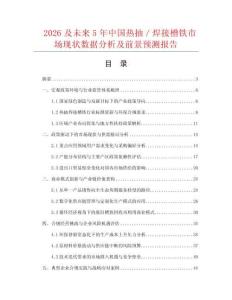 2026及未来5年中国热抽／焊接槽铁市场现状数据分析及前景预测报告