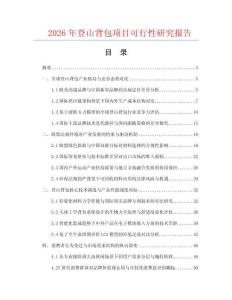 2026年登山背包项目可行性研究报告