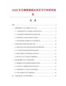 2026年无镍眼镜框丝项目可行性研究报告