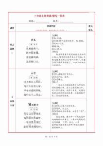 （新）小学三年级语文上册必背内容与默写一览表下载
