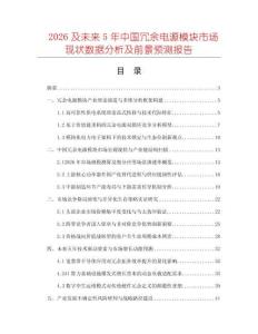 2026及未来5年中国冗余电源模块市场现状数据分析及前景预测报告