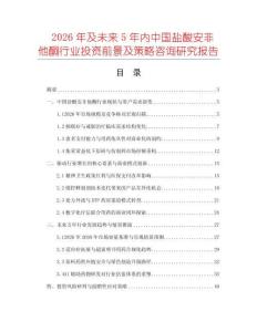 2026年及未来5年内中国盐酸安非他酮行业投资前景及策略咨询研究报告