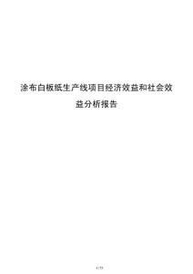 涂布白板纸生产线项目经济效益和社会效益分析报告