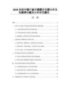 2026金融市场行业市场现状投资分析及投资评估规划分析研究报告
