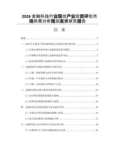 2026金融科技行业现状产业投资评估市场供需分析规划发展研究报告