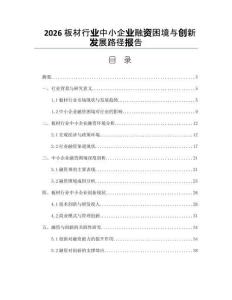 2026板材行业中小企业融资困境与创新发展路径报告