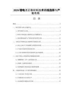 2026锂电池正极材料技术路线选择与产能布局