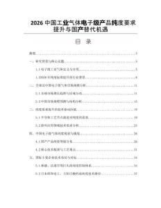 2026中国工业气体电子级产品纯度要求提升与国产替代机遇