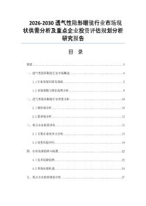 2026-2030透气性隐形眼镜行业市场现状供需分析及重点企业投资评估规划分析研究报告