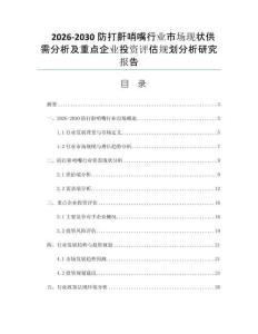 2026-2030防打鼾哨嘴行业市场现状供需分析及重点企业投资评估规划分析研究报告