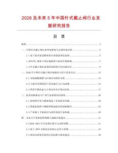2026及未来5年中国针式截止阀行业发展研究报告