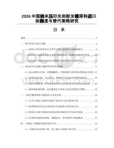 2026中国纳米压印光刻胶关键原料进口依赖度与替代策略研究