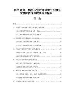2026能源，转型行业市场供需分析绿色技术投资规划发展评估报告