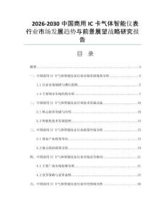 2026-2030中国商用IC卡气体智能仪表行业市场发展趋势与前景展望战略研究报告