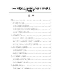 2026医药行业临床试验数据管理与质量控制报告