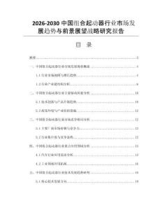 2026-2030中国组合起动器行业市场发展趋势与前景展望战略研究报告