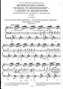李斯特 改编门德尔松7首歌曲 乘着歌声的翅膀 等 S547 Sieben Lieder Mendelssohn liszt钢琴谱