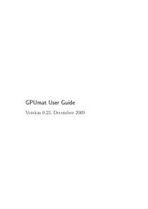 gpumat开源免费的cuda gpu显卡并行计算matlab工具箱 GPUmat_User_Guide_0.23