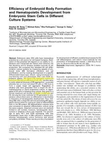 Efficiency of Embryoid  Body Formation and Hematopoietic Development from Embryo