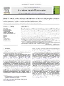 Study of critical points of drugs with different solubilities in hydrophilic matrices