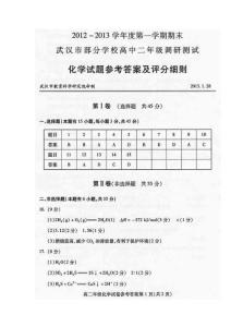 2012-2013学年度第一学期期末武汉市部分学校高中二年级调研测试化学试题参考答案及评分细则