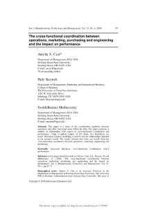 The cross-functional coordination between operations, marketing, purchasing and engineering and the impact on performance