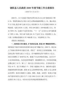 饶阳县人民政府2009年度节能工作自查报告