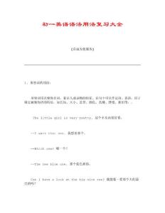 初一英语语法用法复习大全