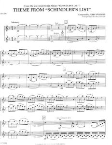 辛德勒的名单主题曲钢琴提琴合奏之一号小提琴谱