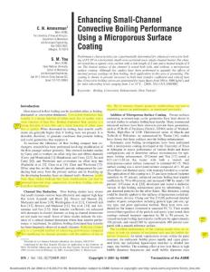 Enhancing Small-Channel Convective Boiling Performance Using a Microporous Surface Coating