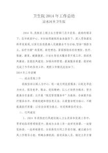 卫生院2014年工作总结