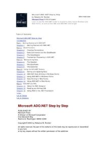 Visual Studio MS Press - Microsoft ADO¸Net Step By Step