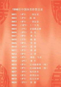 1996年中国体育彩票目录图谱