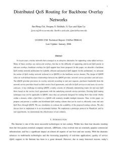 Distributed QoS Routing for Backbone Overlay Networks