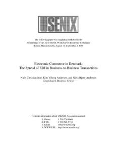 Electronic Commerce in Denmark The Spread of EDI in Business-to-Business Transactions 1
