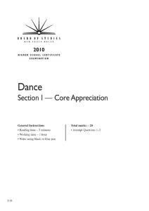 2010年澳大利亚高中统一考试HSC舞蹈学试卷