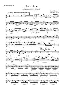 德彪西，克劳德-小行板的弦乐四重奏作品10第一单簧管 Debussy - Andantino Clar1