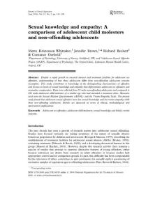 2006Sexual knowledge and empathy A comparison of adolescent child molesters and non-offending adolescents.