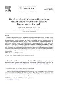 2006The effects of social injustice and inequality on children&acute;s moral judgments and behavior：Towards a theoretical model