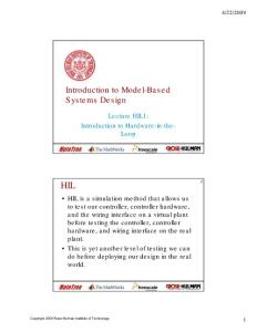 MBSD2 Lecture 13 Hardware-in-the Loop (HIL) Simulations