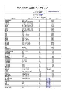 鷹潭市材料信息價(jià)2014年02月