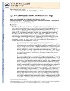 【miRNA 研究】Ago HITS-CLIP decodes miRNA-mRNA interaction maps