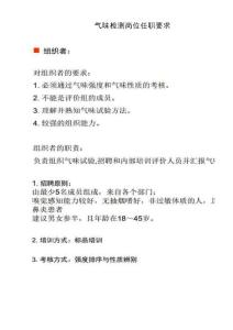 氣味檢測(cè)崗位任職要求