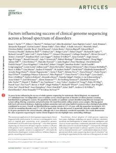 Factors influencing success of clinical genome sequencing across a broad spectrum of disorders