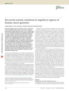 Recurrent somatic mutations in regulatory regions of human cancer genomes