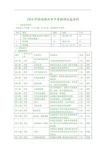 2010年湖南株洲市中考物理试卷分析