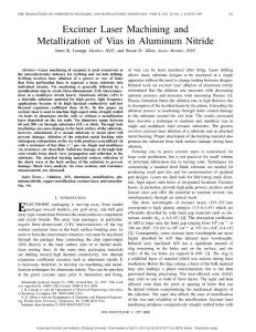 Excimer Laser Machining and Metallization of Vias in Aluminum Nitride