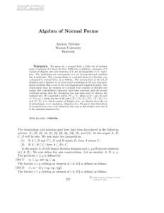 Algebra of Normal Forms